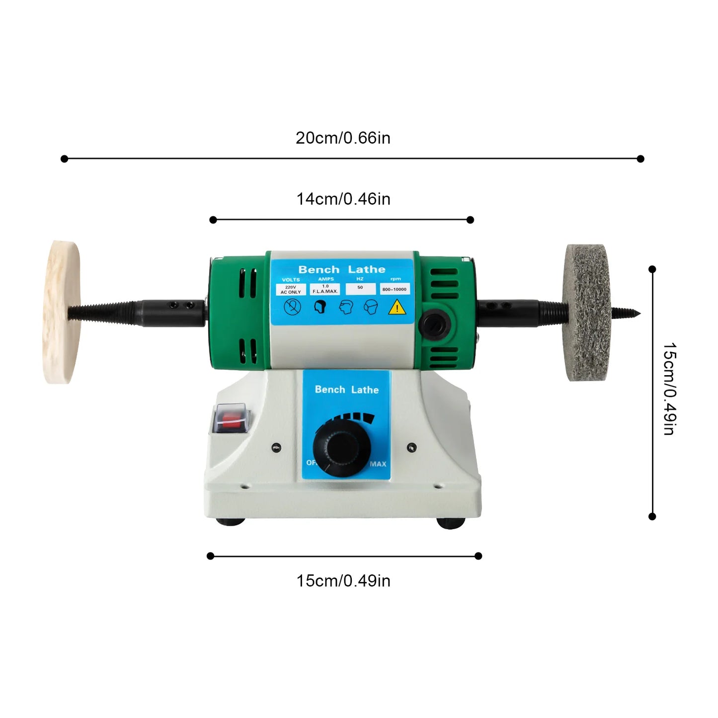 Adjustable Variable Speed Bench Jewelry Polisher with Cloth and Abrasive Wheels 5