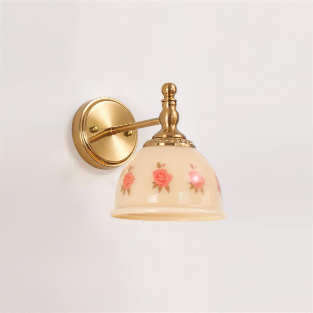 Elegant Wall Lamp with Pink Glass and Floral Motif for a Romantic Atmosphere