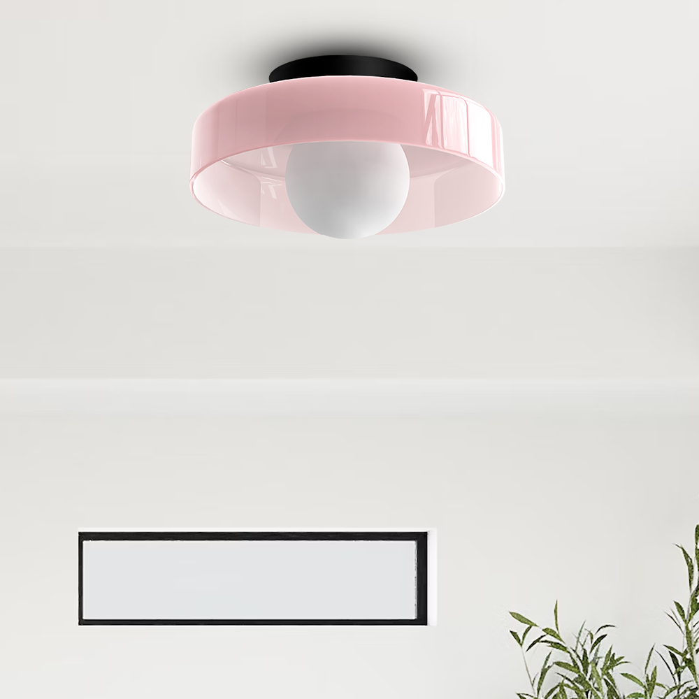 Modern Ceiling Light | Round Glass Shade with Warm Amber Shade | Elegant Lighting for a Pleasant Atmosphere