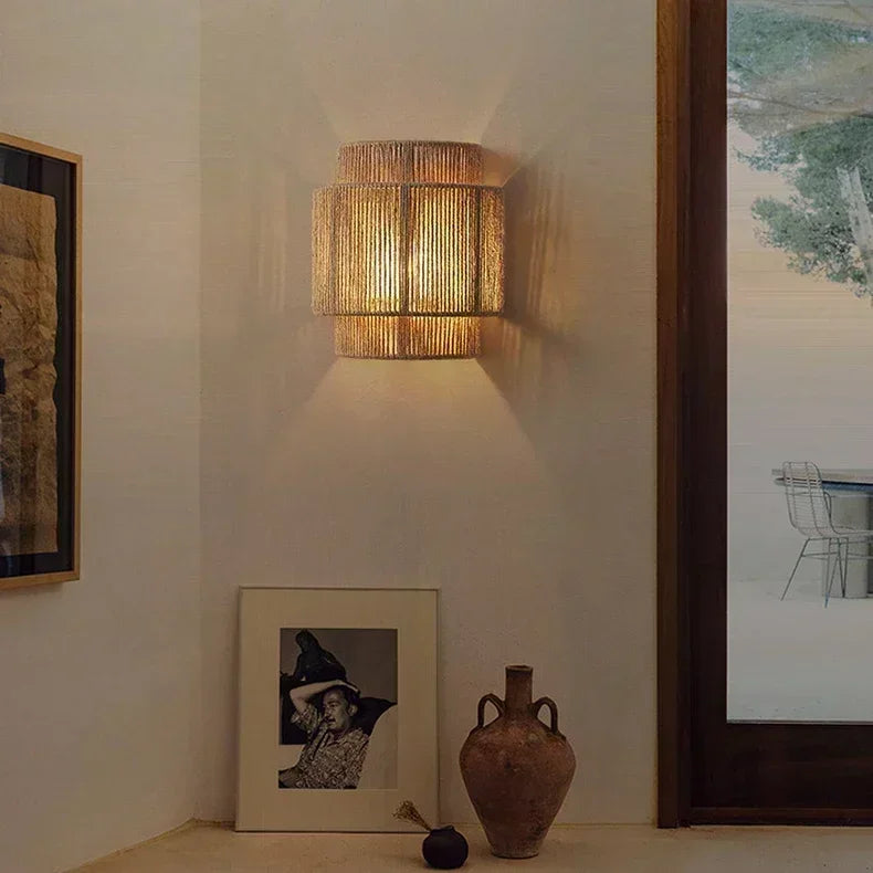 Ozu | Hemp rope wall lamp with LED lighting | Stylish lighting for peaceful interiors