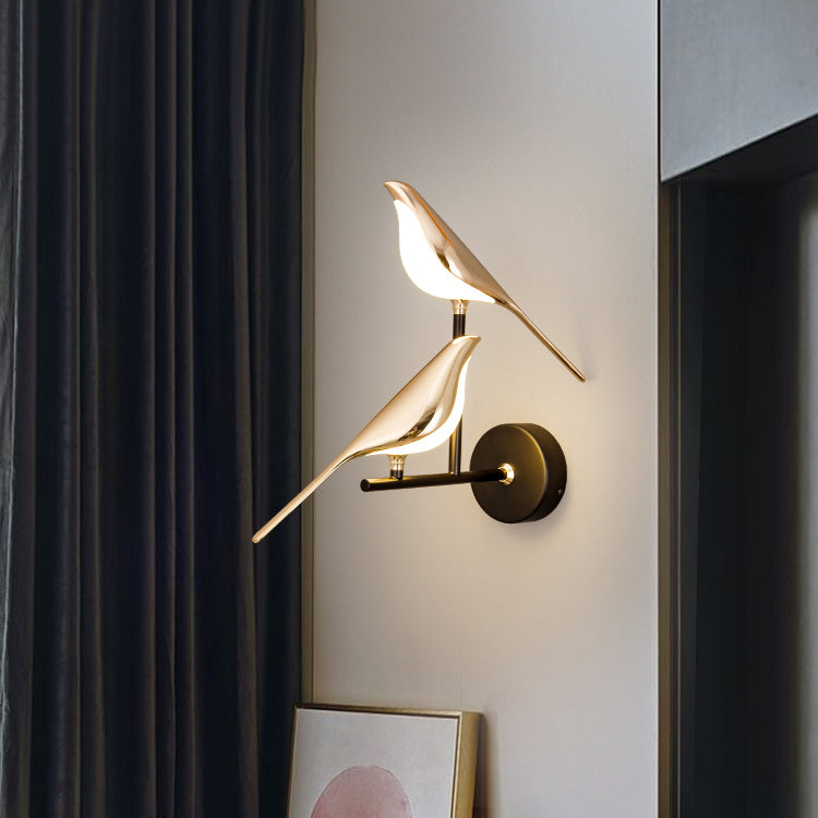 Modern Gold Wall Sconce Lighting with LED for Energy-Efficient Home Decor - Stylish Bird Design Wall Lamp