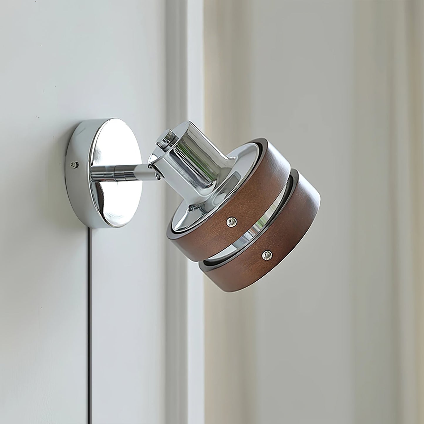 Modern Wall Sconce Lighting with Walnut Wood and Inline Switch - Stylish Wall Lamp for Bedroom and Living Room
