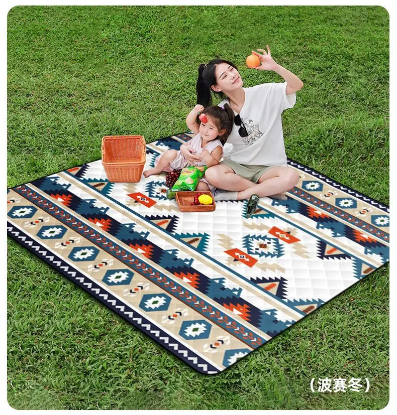 Voděodolná pikniková deka, 200x200CM velká plážová deka, venkovní pikniková podložka, plážová podložka s rukojetí pro kempování, pláž