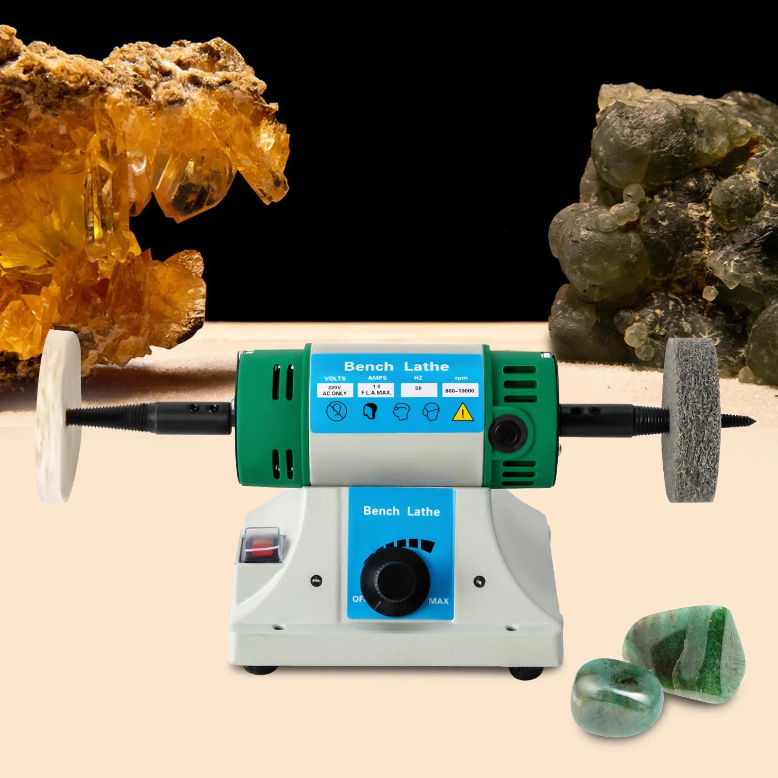 Adjustable Variable Speed Bench Jewelry Polisher with Cloth and Abrasive Wheels 1
