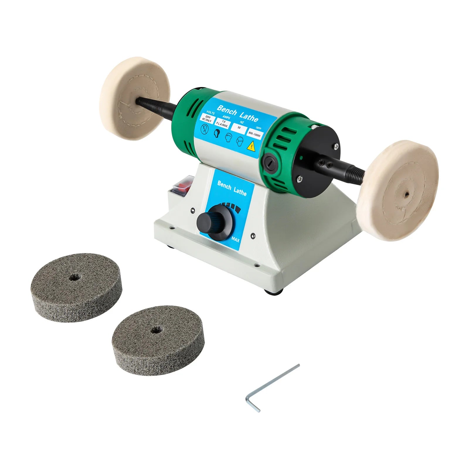 Adjustable Variable Speed Bench Jewelry Polisher with Cloth and Abrasive Wheels 2
