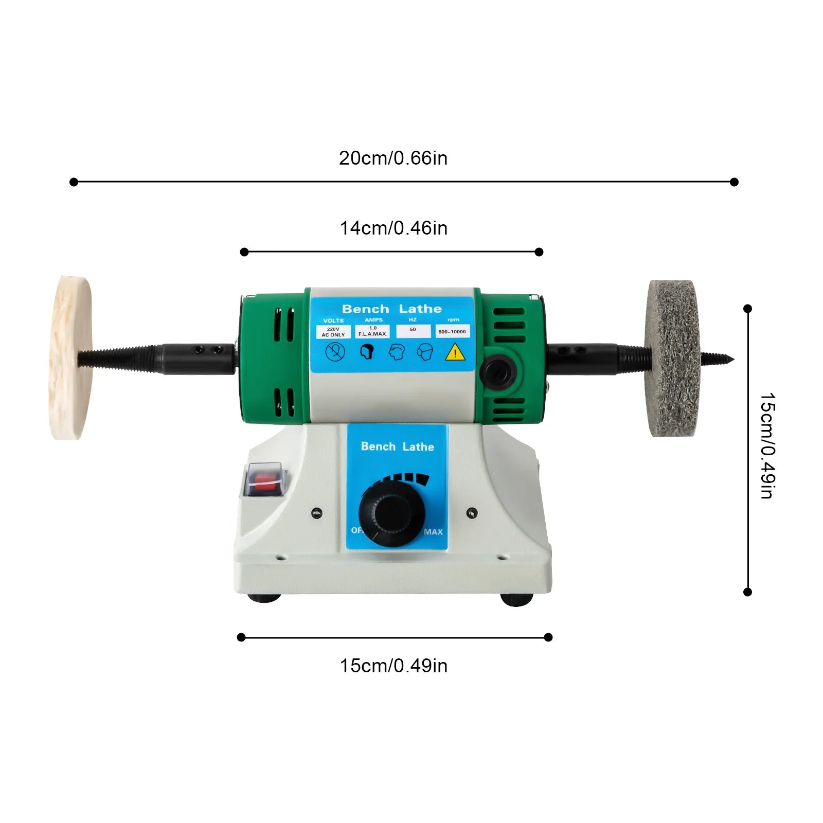 Adjustable Variable Speed Bench Jewelry Polisher with Cloth and Abrasive Wheels 5