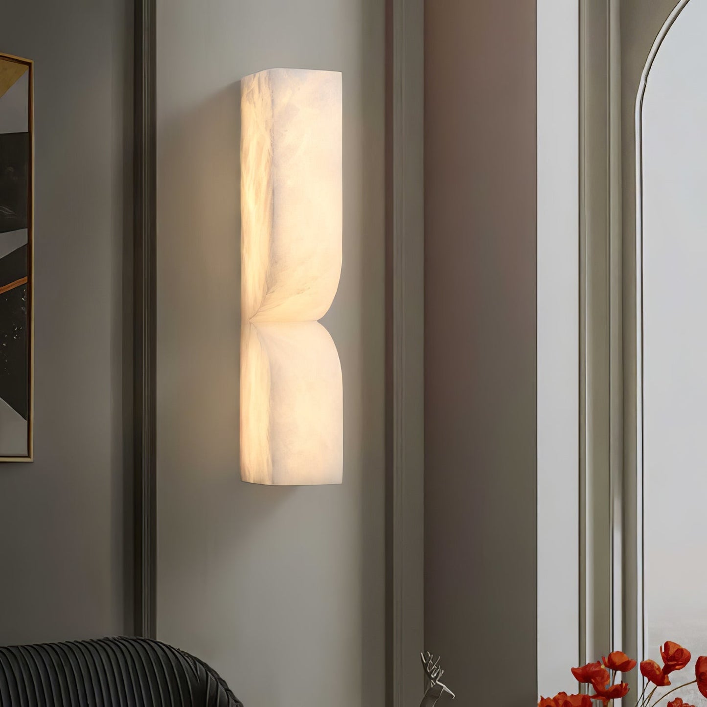 Alabaster Essence Wall Sconce Lighting - Modern Alabaster & Metal Wall Lamp with LED, Elegant Design for Living Room, Bedroom, Hallway