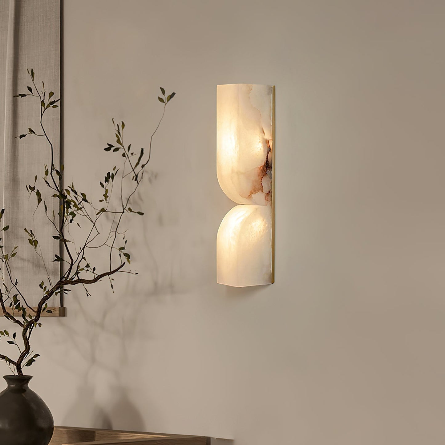 Alabaster Essence Wall Sconce Lighting - Modern Alabaster & Metal Wall Lamp with LED, Elegant Design for Living Room, Bedroom, Hallway