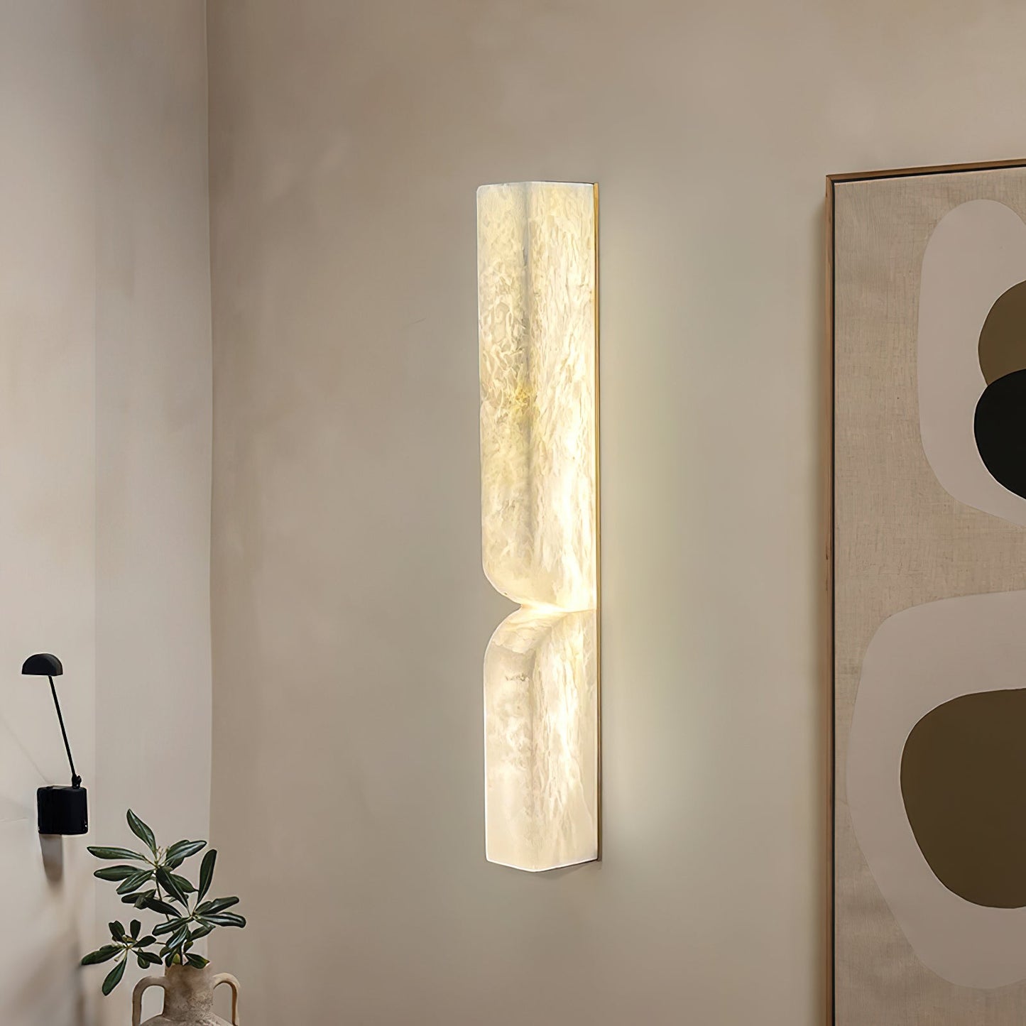 Alabaster Essence Wall Sconce Lighting - Modern Alabaster & Metal Wall Lamp with LED, Elegant Design for Living Room, Bedroom, Hallway