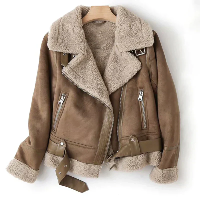 Stylowa Kurtka Motocyklowa Damska z Podszewką Shearling | Idealna na Zimowe Przygody 1