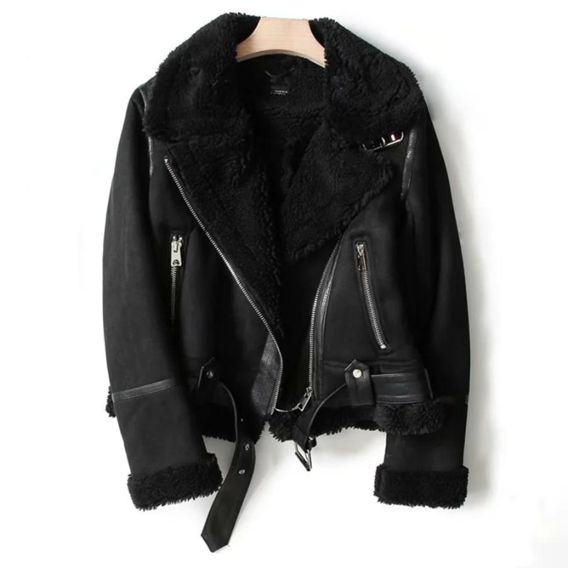 Stylowa Kurtka Motocyklowa Damska z Podszewką Shearling | Idealna na Zimowe Przygody 3