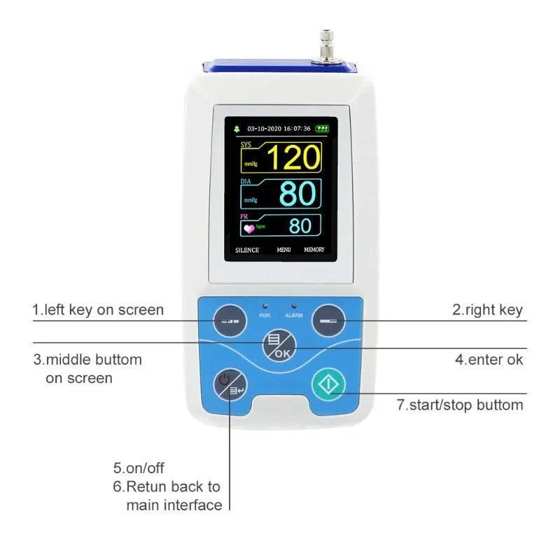 CONTEC ABPM50 24hodinový NIBP Holter dynamický digitální monitor krevního tlaku na paži s PC softwarem, velký pro dospělé nebo manžeta pro dospělé