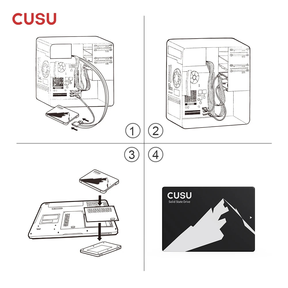 CUSU SSD 1TB 512GB 256GB 128GB SATA3 pevný disk 2TB SSD SATA Solid State disk pro notebooky a stolní počítače