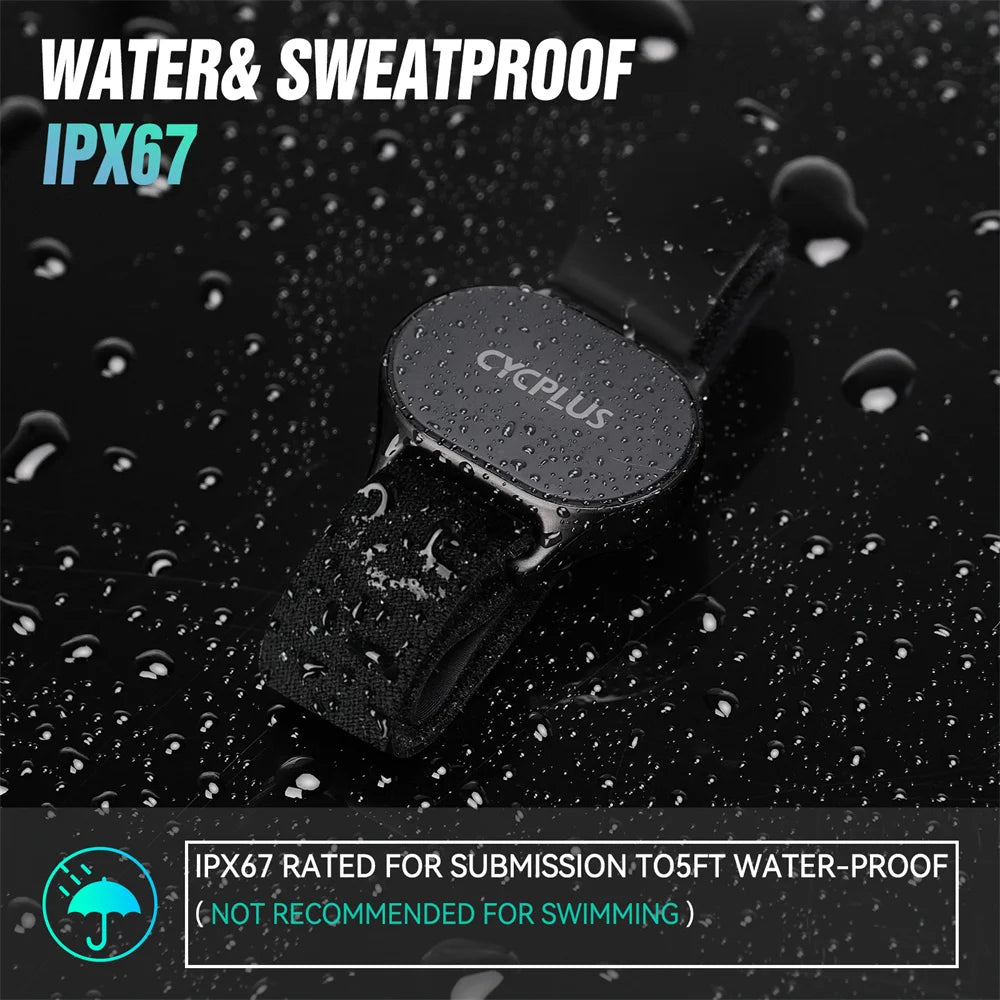 CYCPLUS Snímač tepové frekvence Náramkový pásek Bluetooth ANT+ Fitness monitor pro Garmin Wahoo GPS cyklopočítač