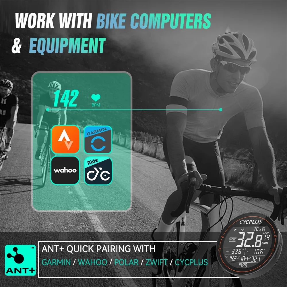 CYCPLUS Snímač tepové frekvence Náramkový pásek Bluetooth ANT+ Fitness monitor pro Garmin Wahoo GPS cyklopočítač