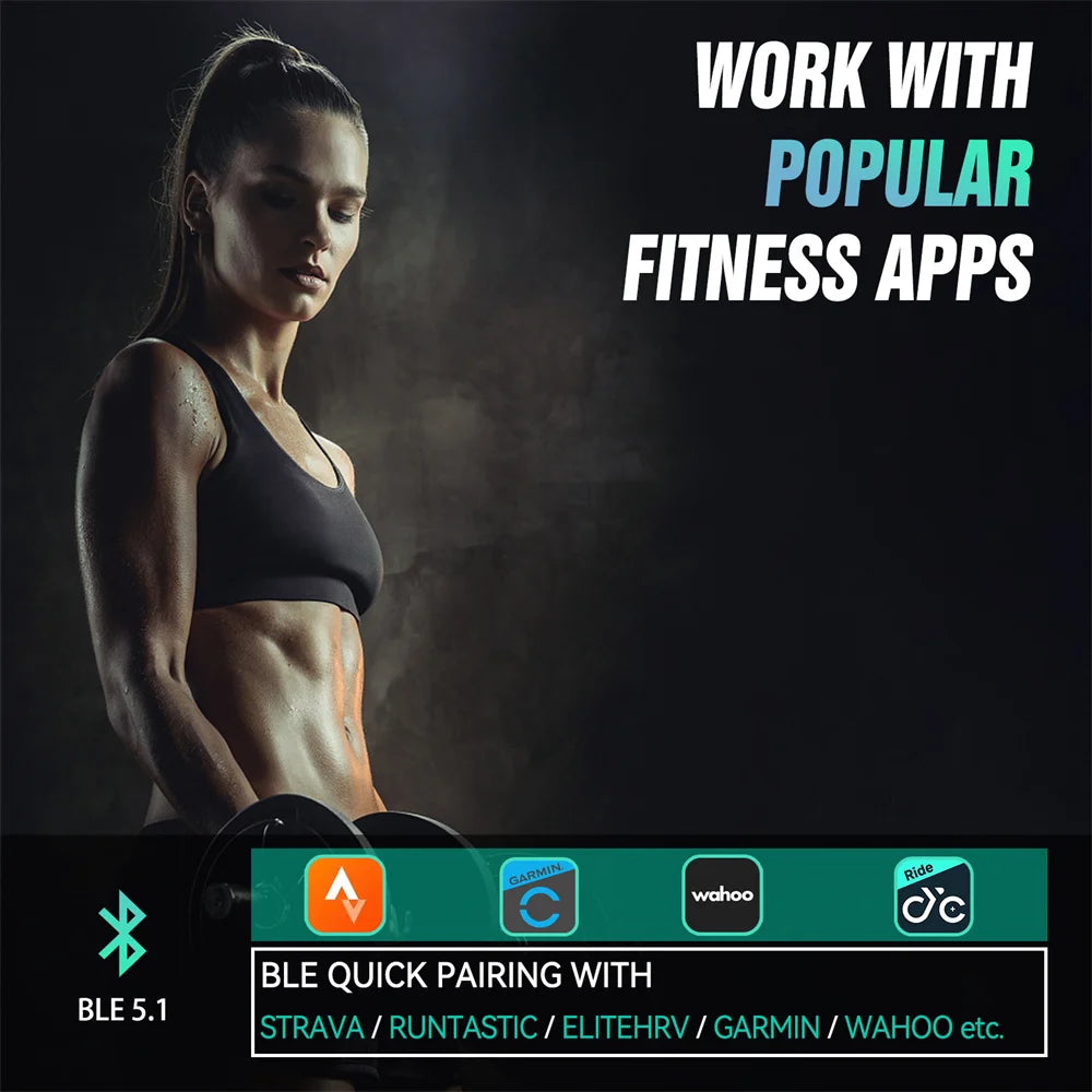 CYCPLUS Snímač tepové frekvence Náramkový pásek Bluetooth ANT+ Fitness monitor pro Garmin Wahoo GPS cyklopočítač