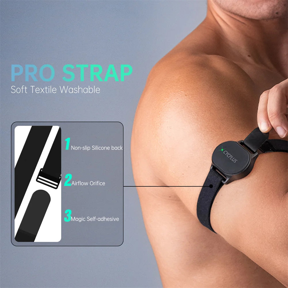 CYCPLUS Snímač tepové frekvence Náramkový pásek Bluetooth ANT+ Fitness monitor pro Garmin Wahoo GPS cyklopočítač