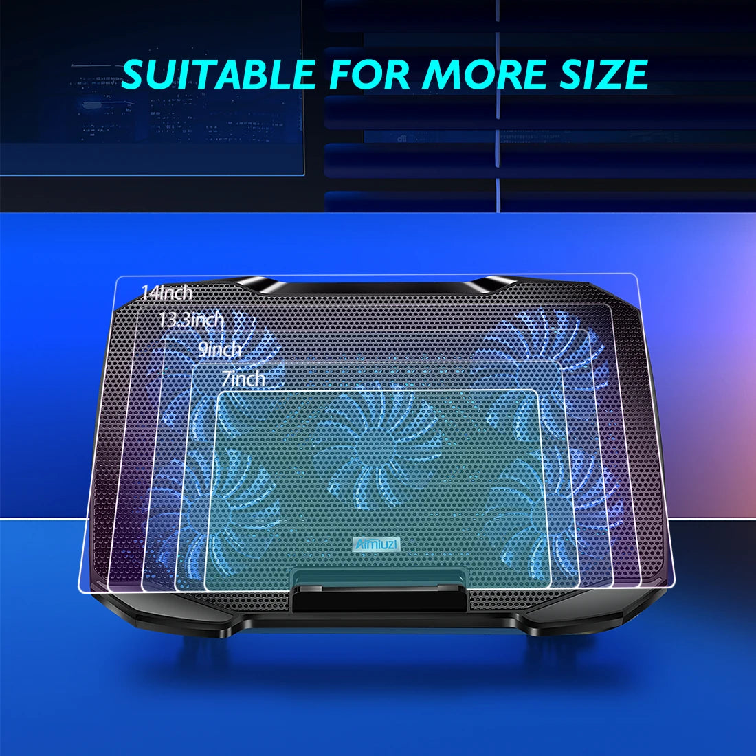 Chladicí podložka COOLCOOLD pro notebook 12-17 palcový, chladicí stojan, 5 tichých ventilátorů, 5 úhlů nastavení s držákem na telefon