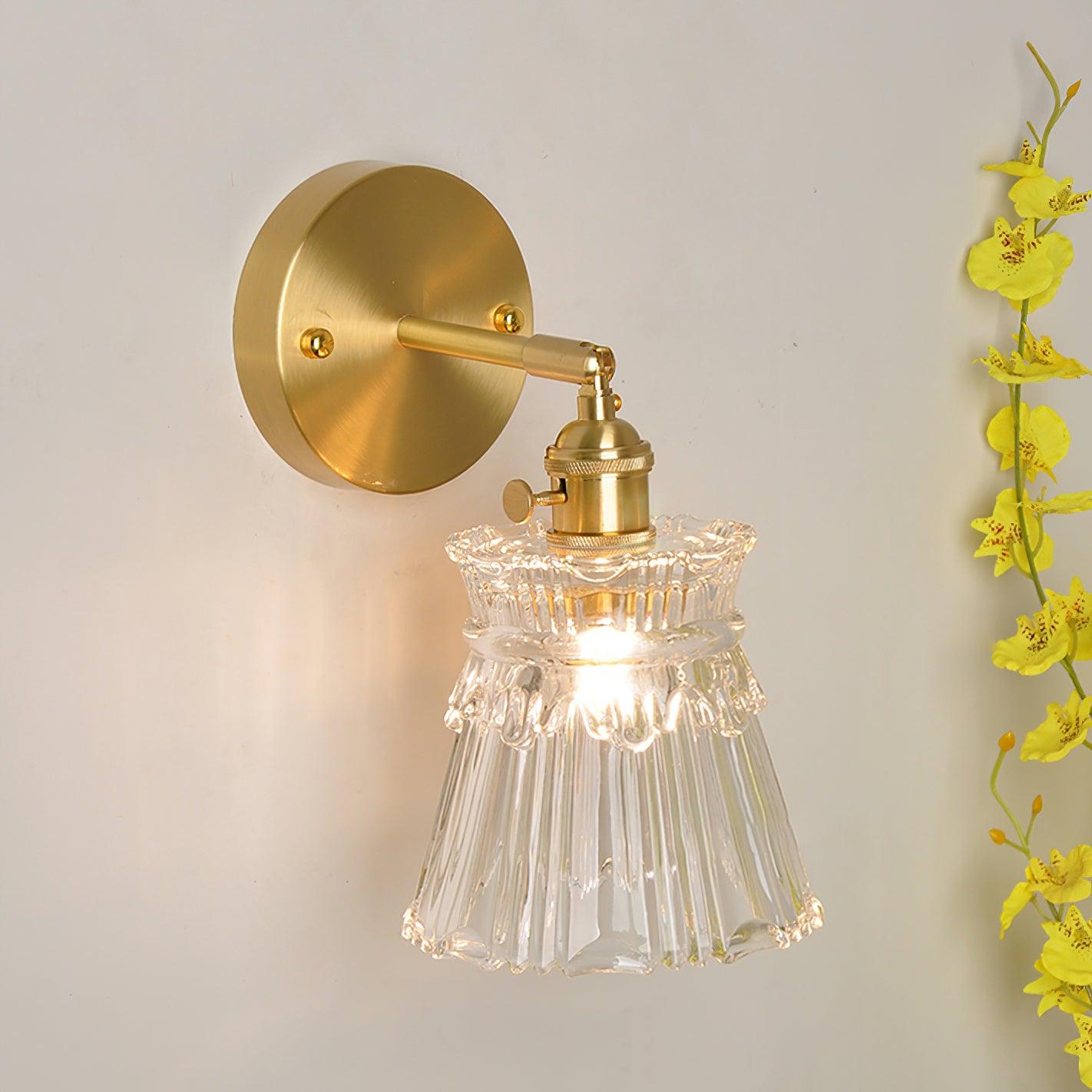 Cicaya Wall Sconce Lighting - Elegant Brass Wall Lamp with Glass Shade for Cozy Atmosphere