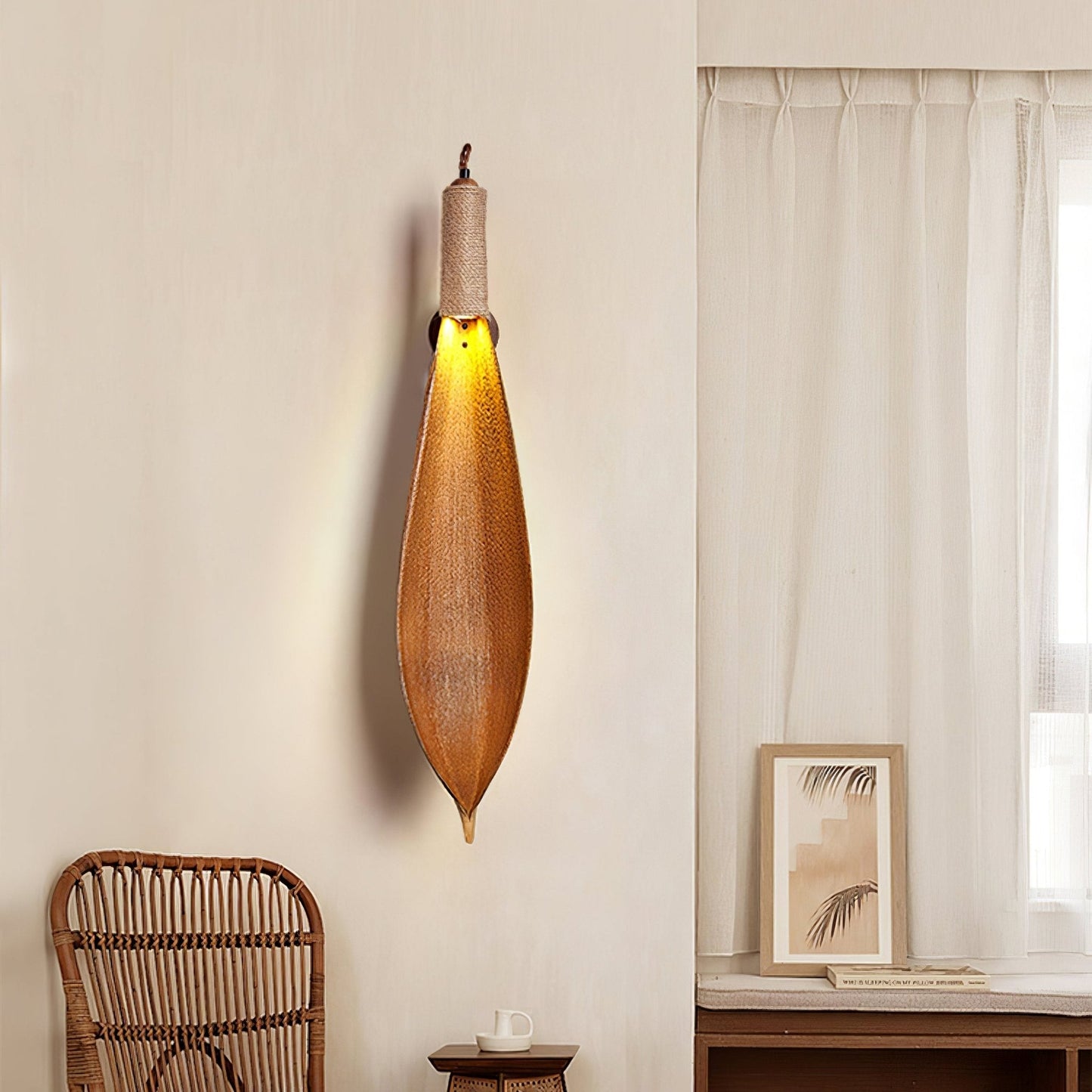 Cocos Leaf Wall Lamp - Natural Cocoa Leaf Design for Ambient Lighting 4