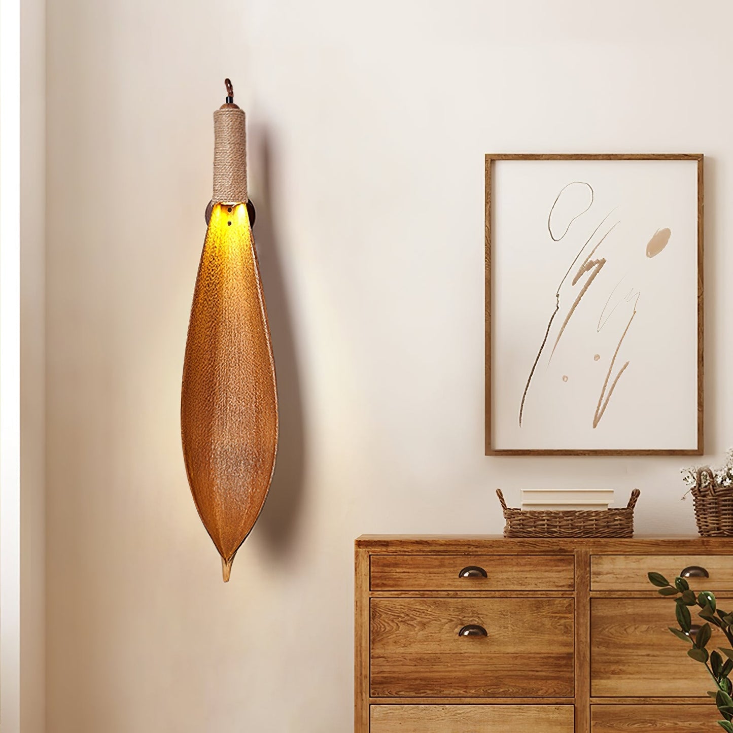 Cocos Leaf Wall Lamp - Natural Cocoa Leaf Design for Ambient Lighting 8