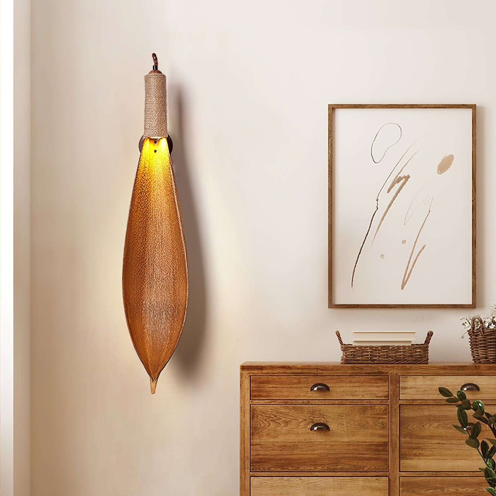 Cocos Leaf Wall Lamp - Natural Cocoa Leaf Design for Ambient Lighting 8