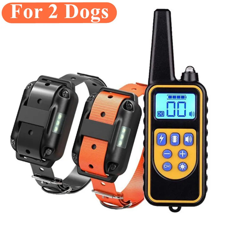 Collier de dressage électrique pour chien, étanche, anti-aboiements, avec télécommande, rechargeable, pour chiens de toutes tailles. 0