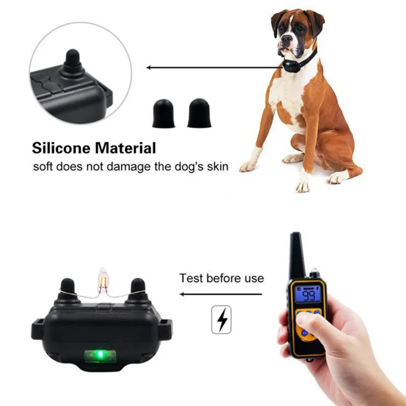 Collier de dressage électrique pour chien, étanche, anti-aboiements, avec télécommande, rechargeable, pour chiens de toutes tailles. 2