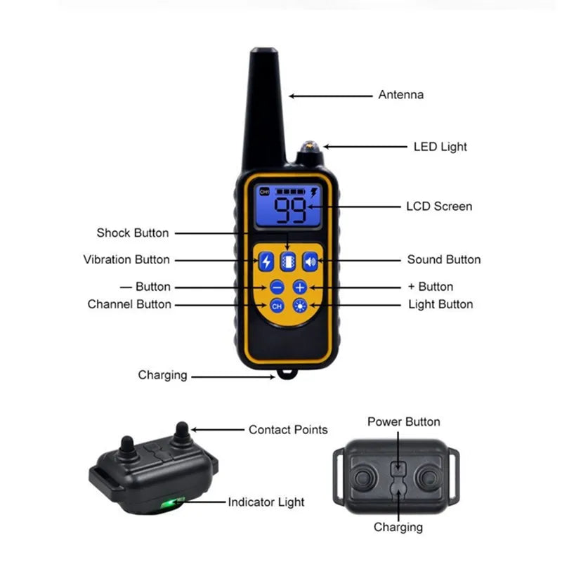 Collier de dressage électrique pour chien, étanche, anti-aboiements, avec télécommande, rechargeable, pour chiens de toutes tailles. 4