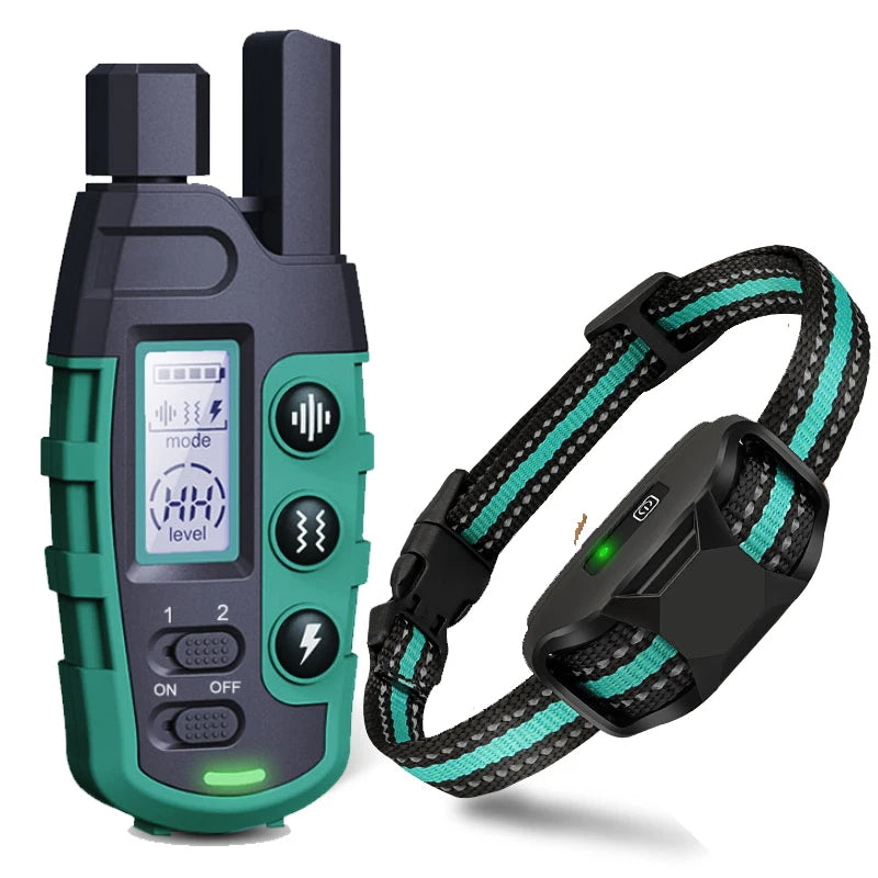 Collier de dressage électrique pour chien de 1000 m avec télécommande, étanche, pour chiots de 2,3 à 54 kg, avec fonction de choc et vibration. Convient aux chiots de 2,3 à 54 kg. 0