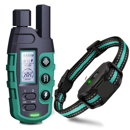 Collier de dressage électrique pour chien de 1000 m avec télécommande, étanche, pour chiots de 2,3 à 54 kg, avec fonction de choc et vibration. Convient aux chiots de 2,3 à 54 kg. 0