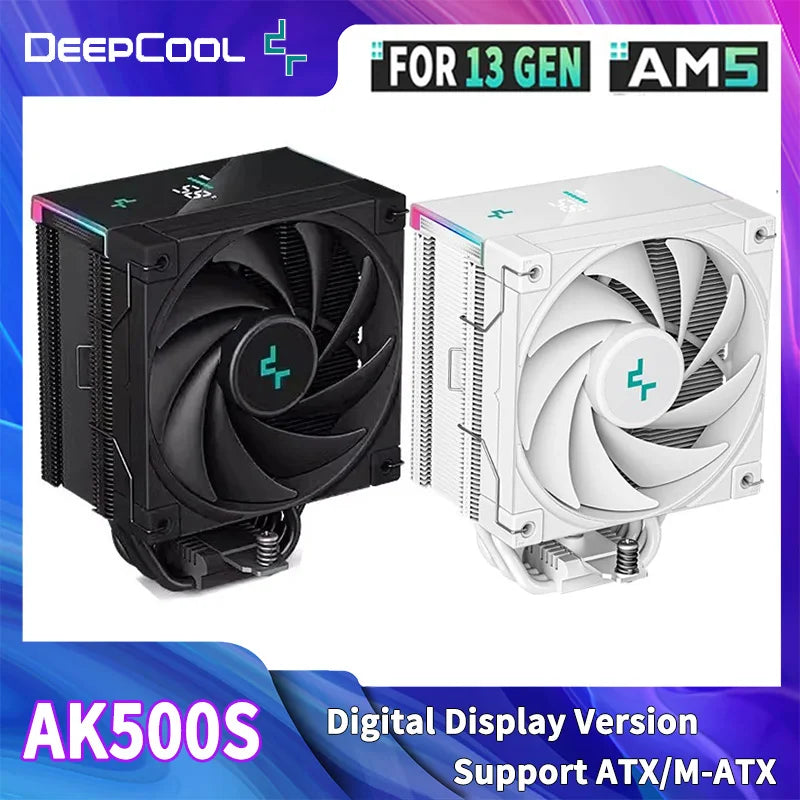 DeepCool AK500S digitální chladič CPU s 5 tepelnými trubicemi, TDP 240W, chlazení ATX, PC chladič pro LGA1700/1200 115X AM4 AM5