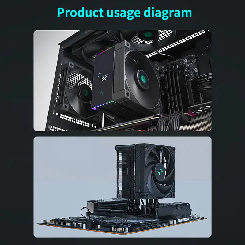 DeepCool AK500S digitální chladič CPU s 5 tepelnými trubicemi, TDP 240W, chlazení ATX, PC chladič pro LGA1700/1200 115X AM4 AM5