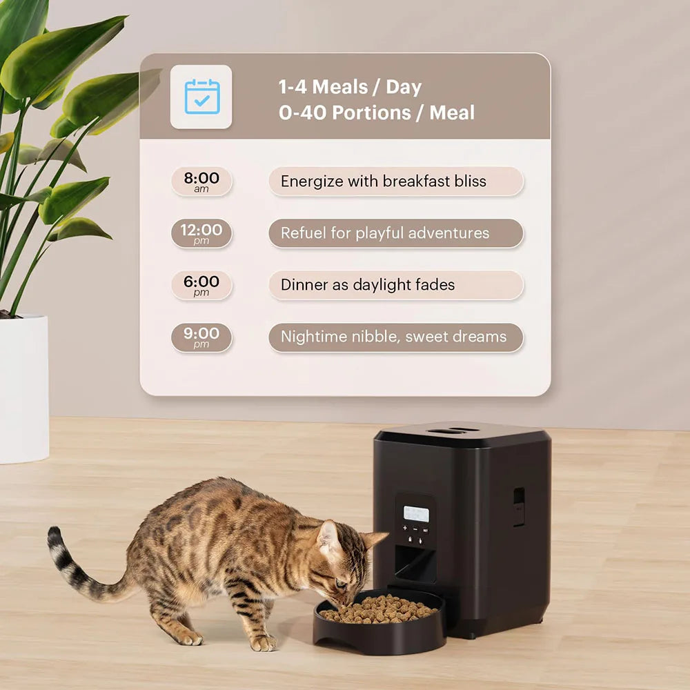 Distributeur automatique de croquettes intelligent pour chats et chiens, avec doseur automatique et minuteur. 3