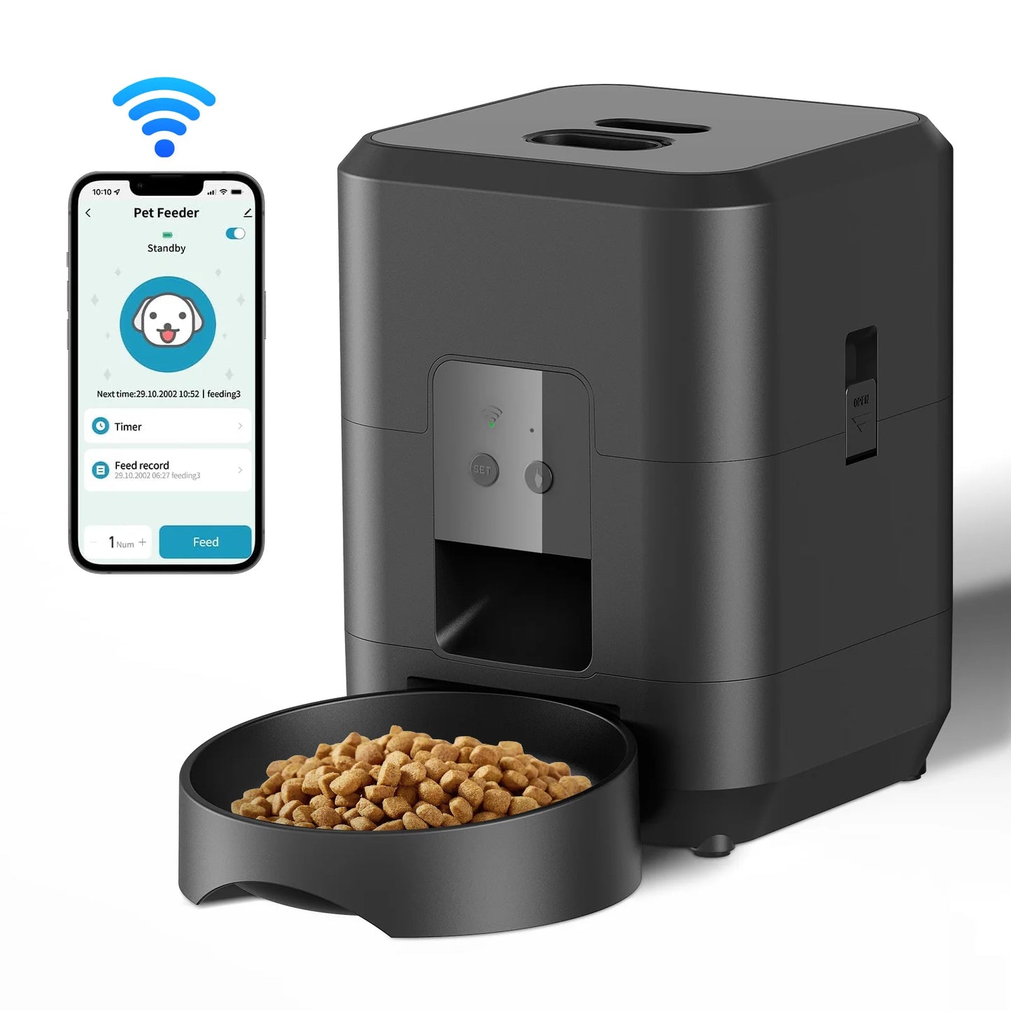 Distributeur automatique de croquettes intelligent pour chats et chiens, avec doseur automatique et minuteur. 5