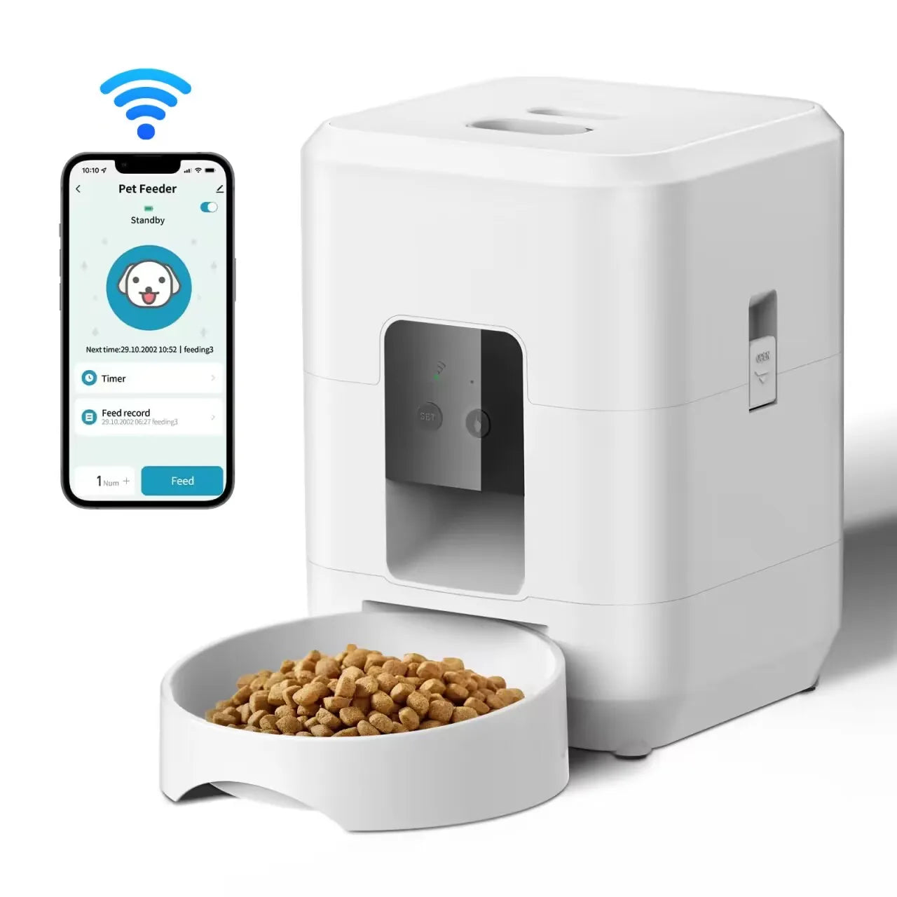 Distributeur automatique de croquettes intelligent pour chats et chiens, avec doseur automatique et minuteur. 7