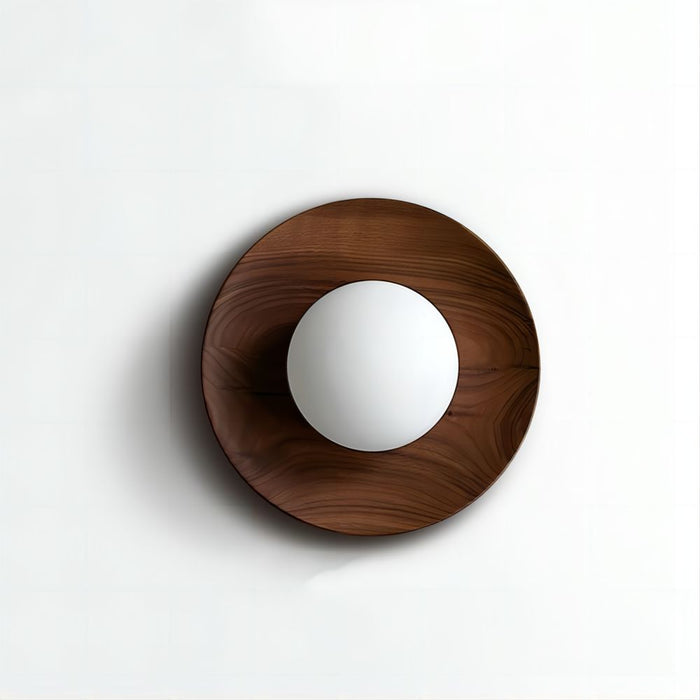 Modern Wooden Wall Sconce Lighting with Frosted Glass Sphere - Stylish Wall Lamp for Minimalist Interiors