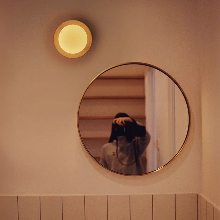 Modern Wooden Wall Sconce Lighting with Frosted Glass Sphere - Stylish Wall Lamp for Minimalist Interiors