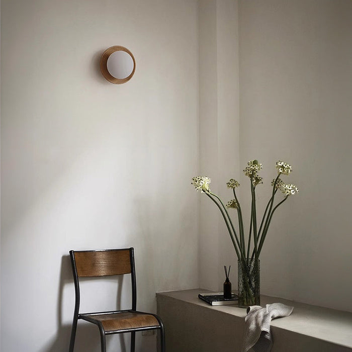 Modern Wooden Wall Sconce Lighting with Frosted Glass Sphere - Stylish Wall Lamp for Minimalist Interiors