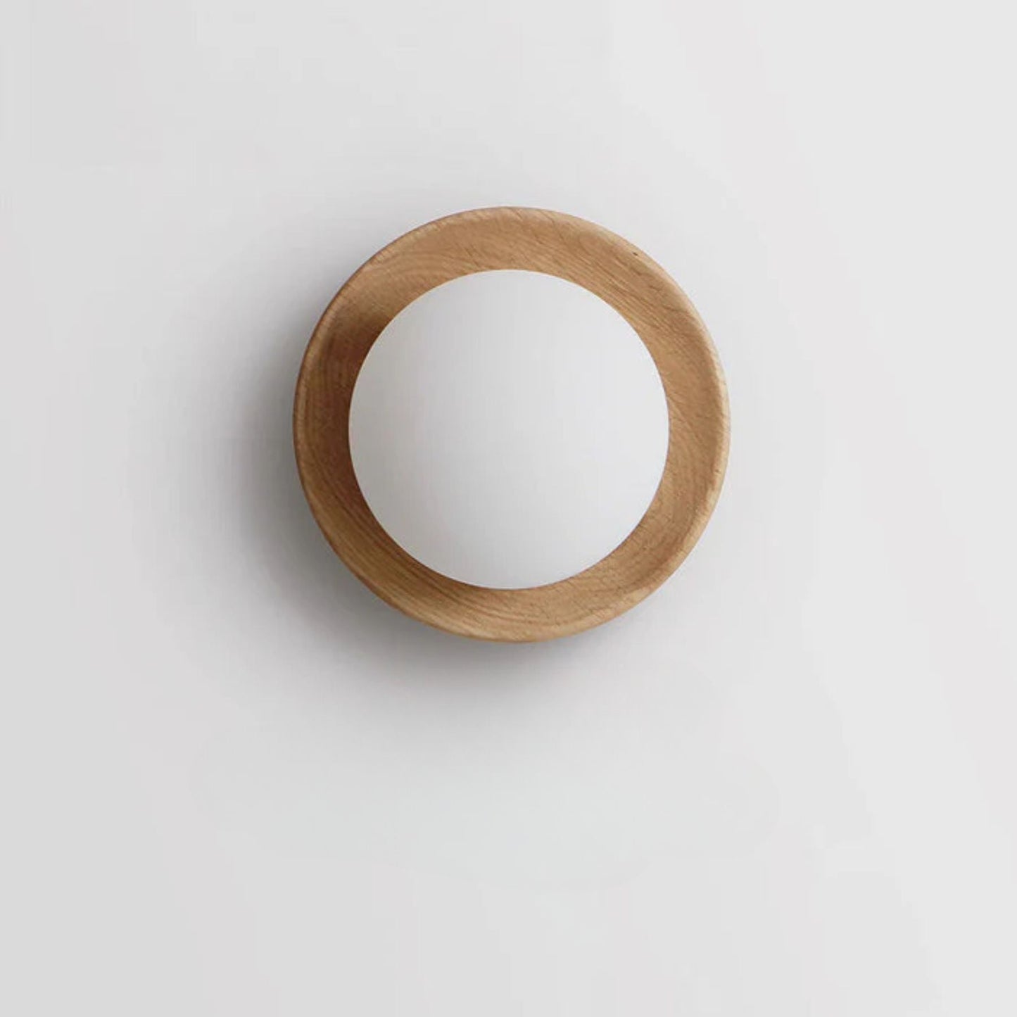 Modern Wooden Wall Sconce Lighting with Frosted Glass Sphere - Stylish Wall Lamp for Minimalist Interiors