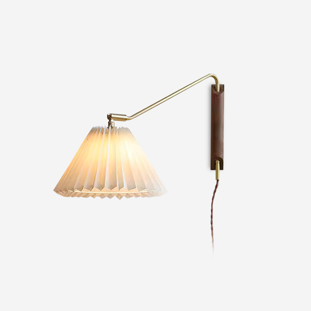 Elegant Wooden Wall Sconce Light with Fabric Shade - Modern Design for Cozy Lighting