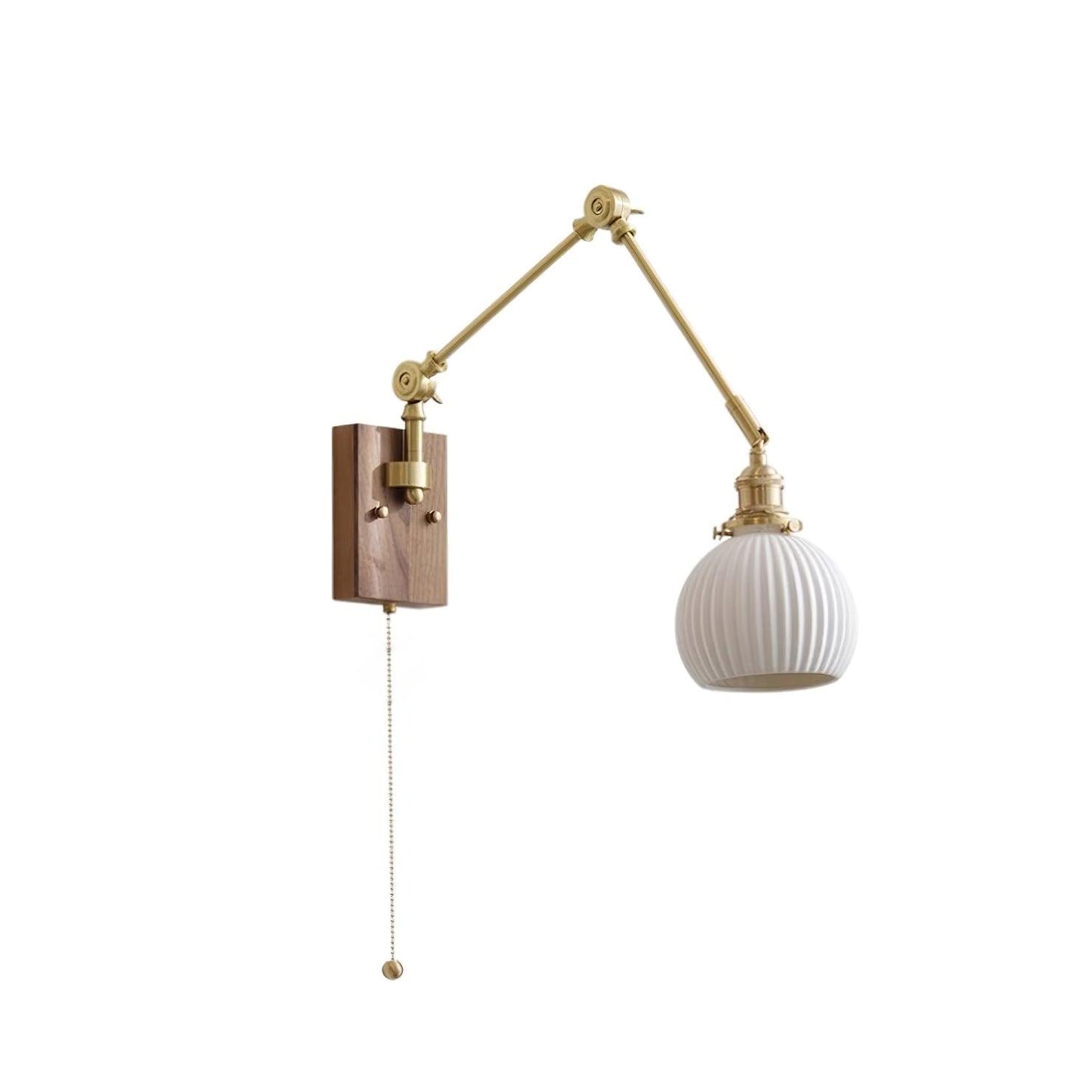 Elegant Wall Sconce Lighting with Wood Design and Ceramic Shade - Adjustable Modern Wall Lamp for Living Room, Bedroom, Hallway