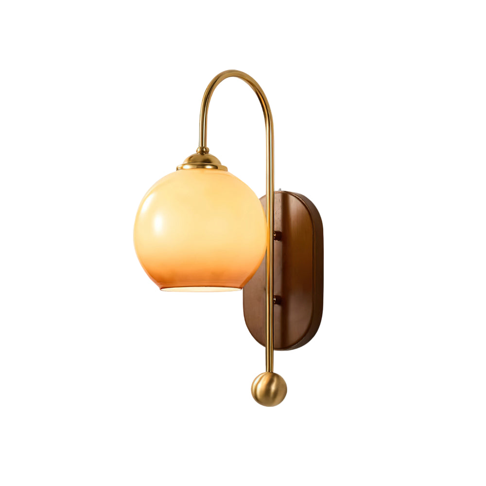 Elegant Wall Lamp with Amber Glass and Brass Arm | Modern Lighting for a Pleasant Atmosphere in the Living Room