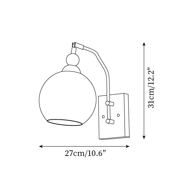 Elegant Wall Sconce Lighting with Caramel Glass Shade and Adjustable Arm for Modern Interiors