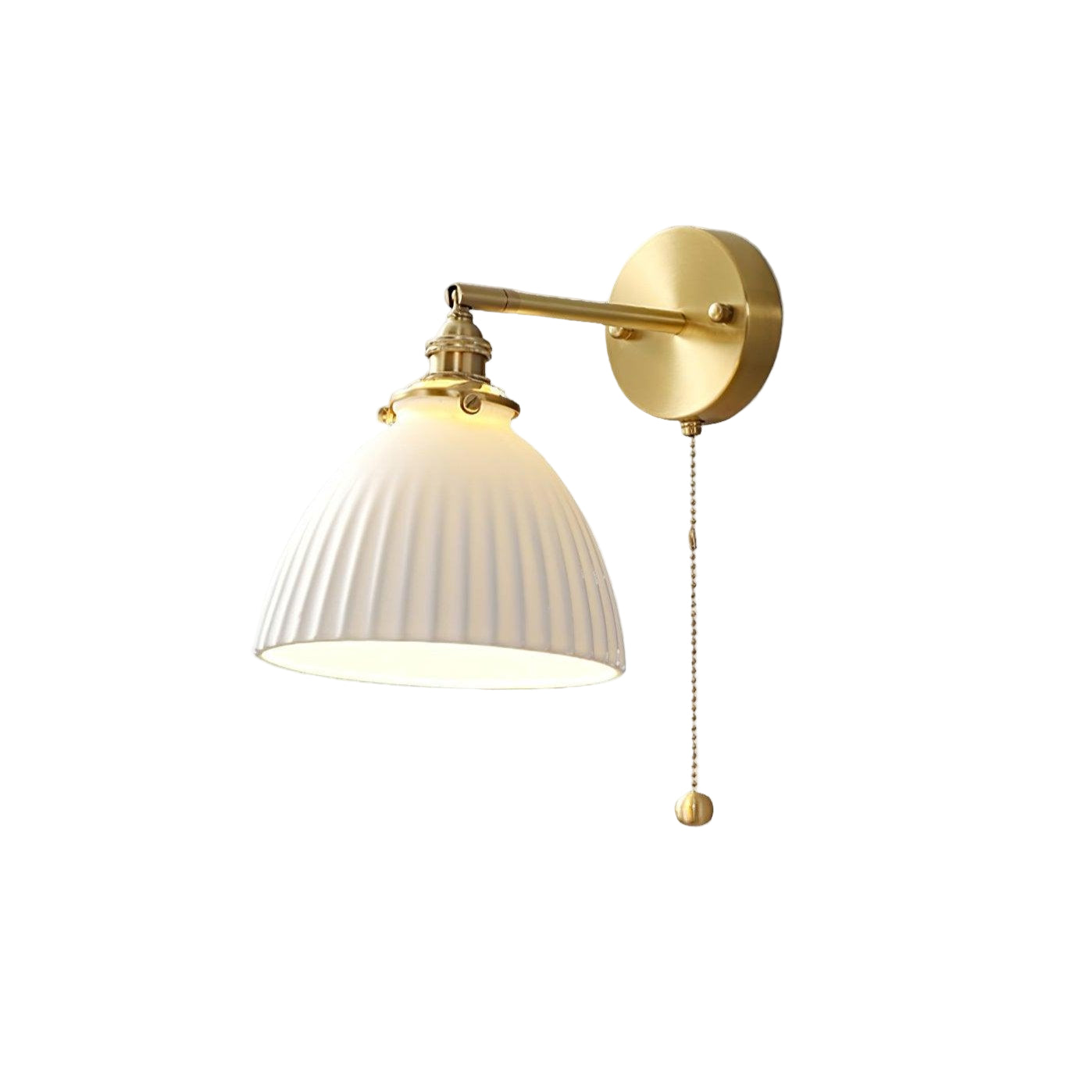 Elegant Brass Pleated Ceramic Wall Sconce Lighting - Stylish Wall Lamp for Modern and Classic Interiors