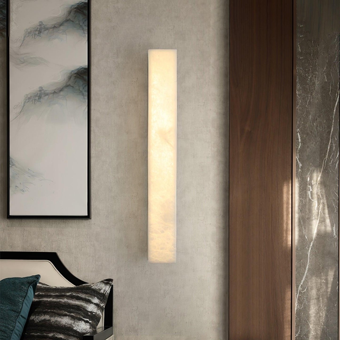 Elegant Brass and Alabaster Wall Sconce Lighting with LED - Modern Design for Living Room, Bedroom, and Dining Room