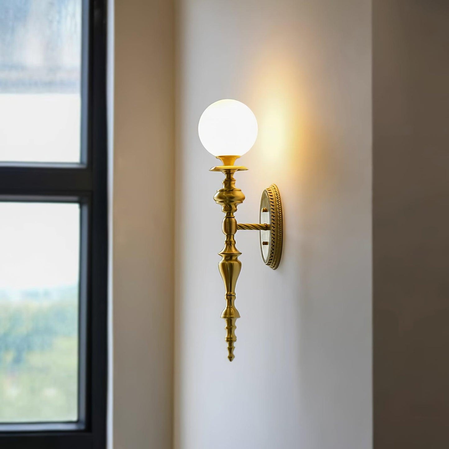 Elegant Brass Wall Sconce Lighting with Glass Shade - Warm LED Wall Lights for Modern Interiors
