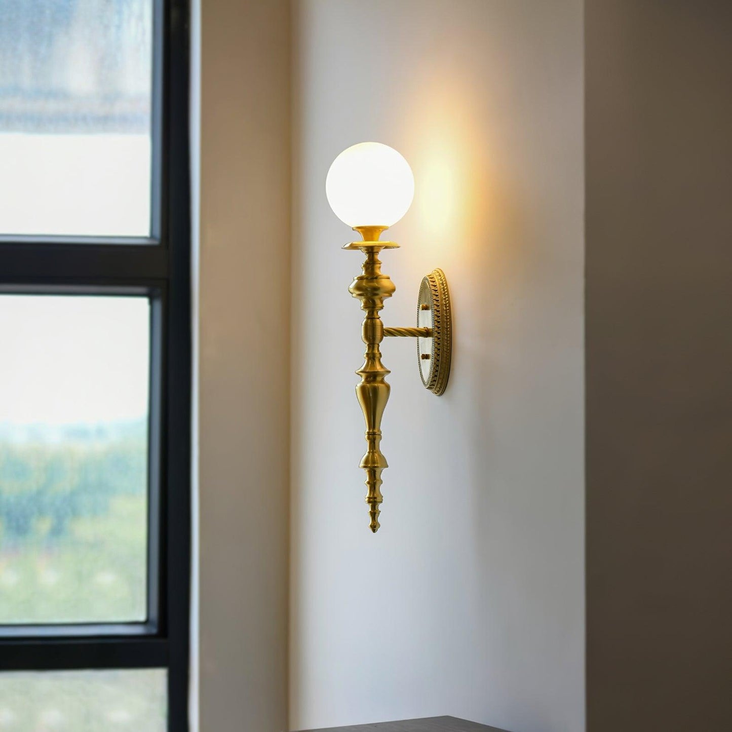 Elegant Brass Wall Sconce Lighting with Glass Shade - Warm LED Wall Lights for Modern Interiors