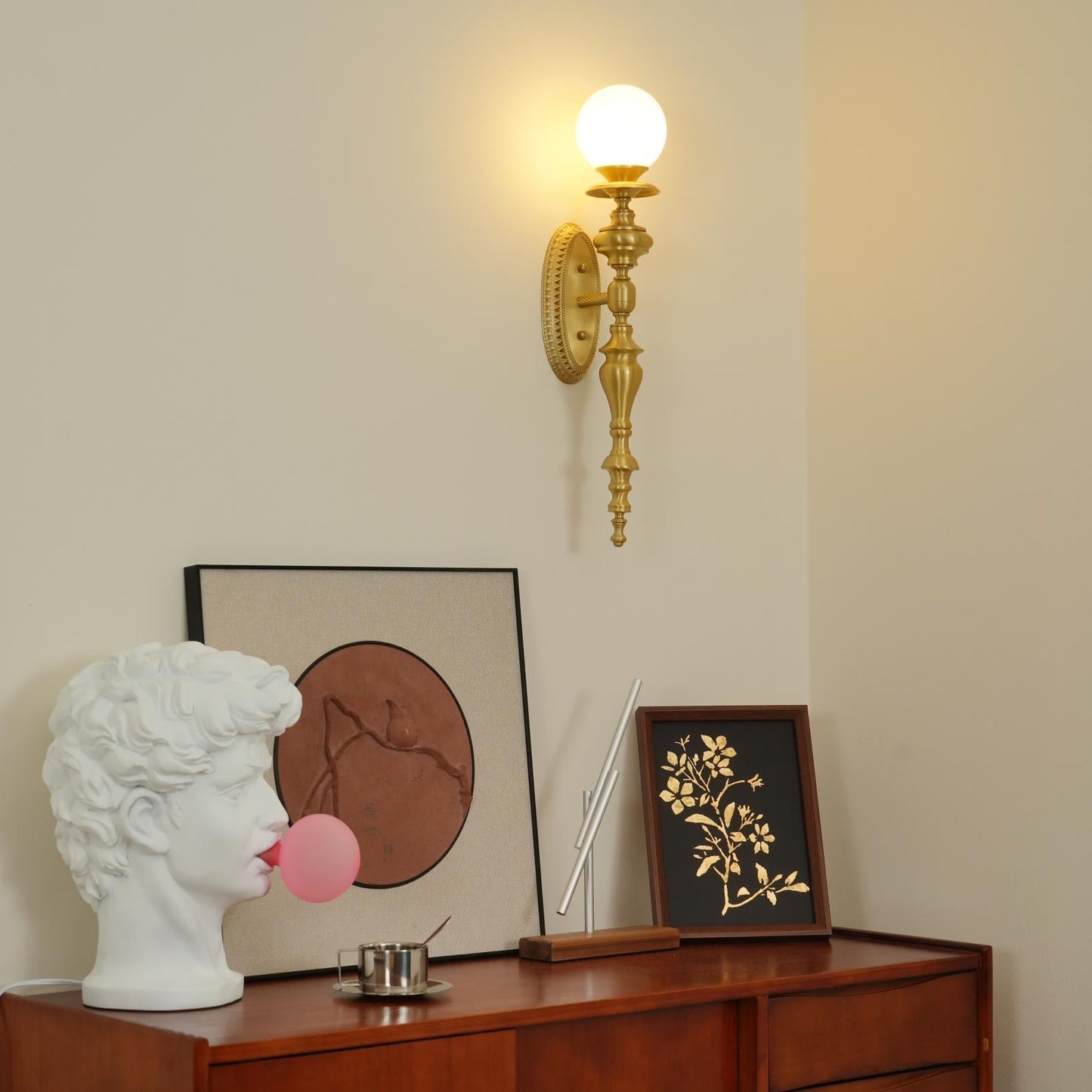 Elegant Brass Wall Sconce Lighting with Glass Shade - Warm LED Wall Lights for Modern Interiors