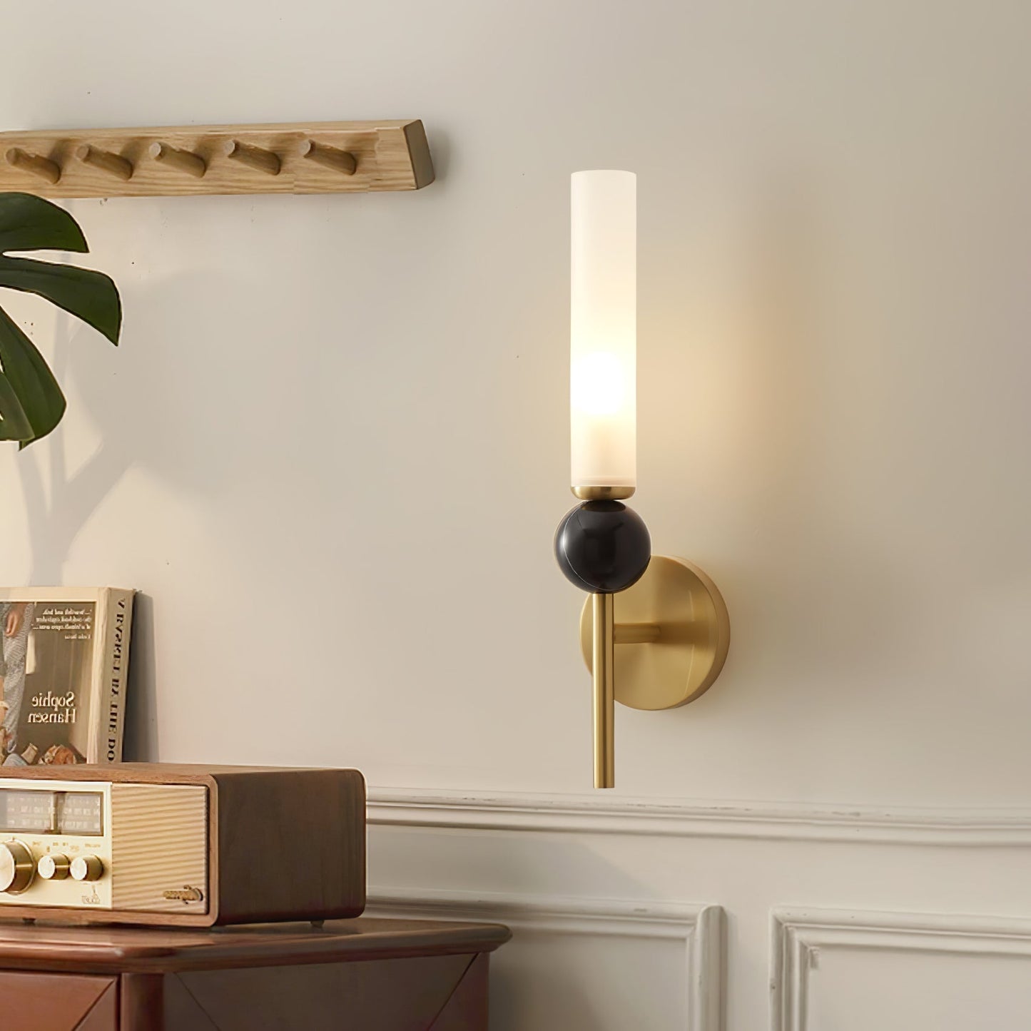 Elegant Wall Sconce Lighting with Marble Ball and Acrylic Shade - Modern Wall Lamp for Stylish Interiors